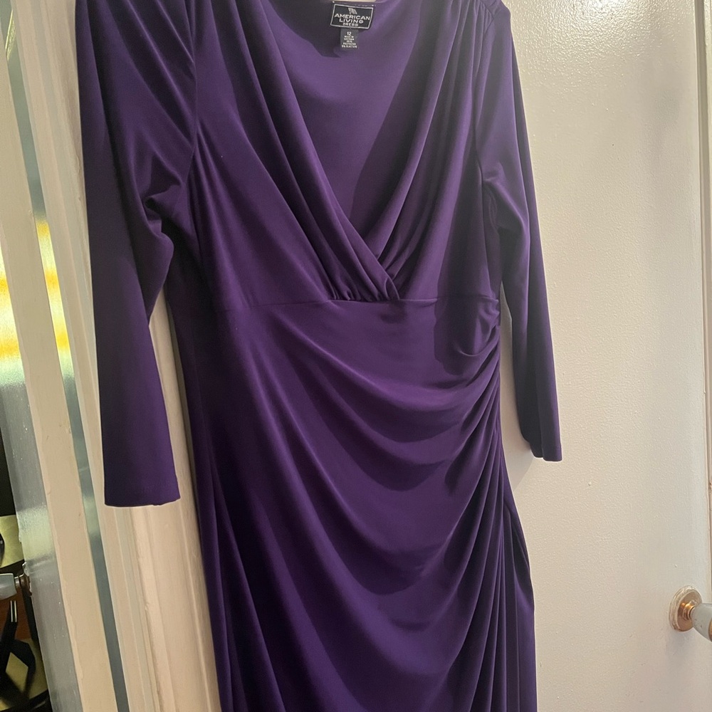 American Living Deep Purple Long Sleeve Dress